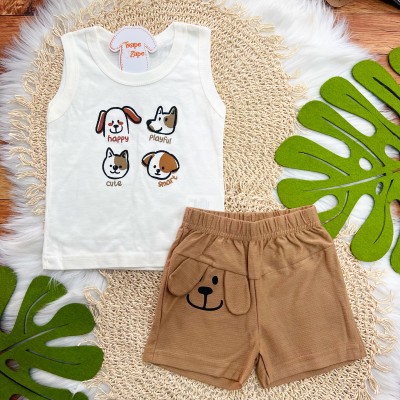Conj. Regata Dogs Moods e Bermuda - Off White
